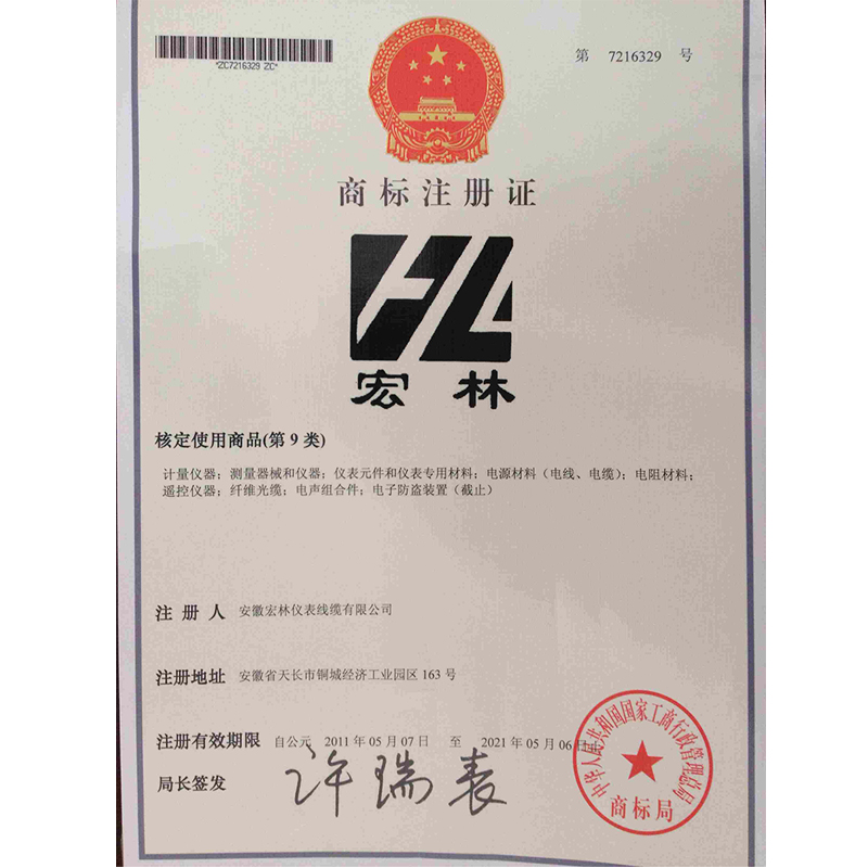 Trademark registration certificate