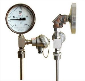 Bimetallic thermometer with thermocouple / thermal resistance